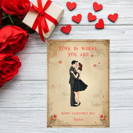 Vintage Retro Pin-Up Valentine's Day Card Julkort