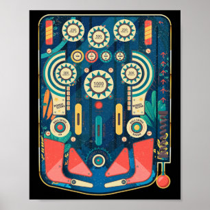 Vintage Retro Pinll Arcade Game Maskin Poster