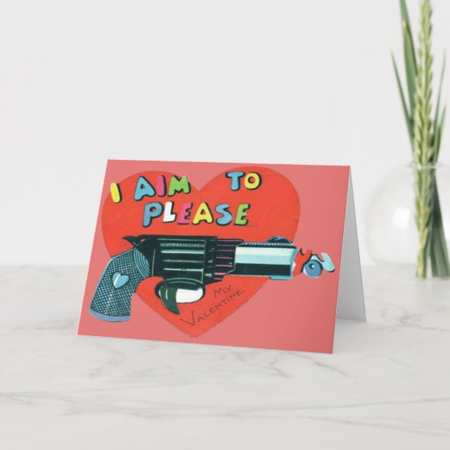 Vintage Retro Pistol Valentine-kort Helgkort (Framsida)