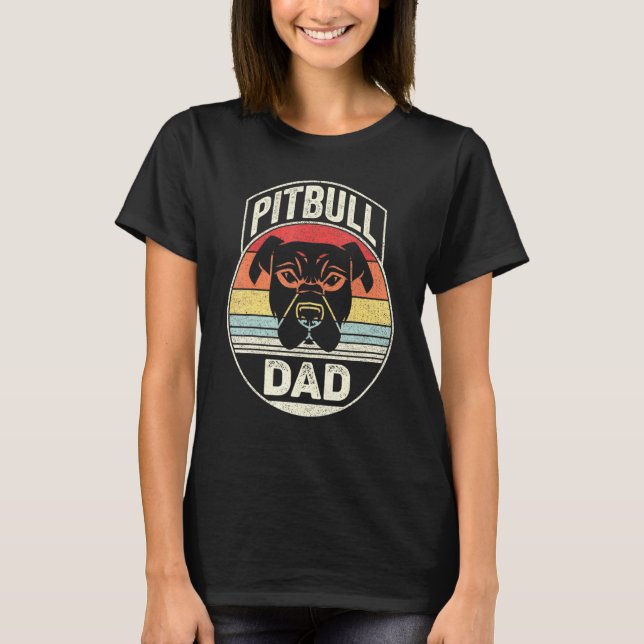 Vintage Retro Pit Bull Pappa T Shirt (Framsida)