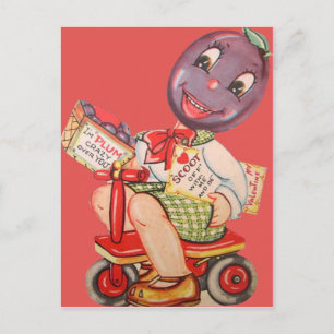 Vintage Retro Plum Valentine Card Helg Vykort