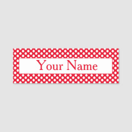 Vintage Retro Polka dots Red and White Namnbricka