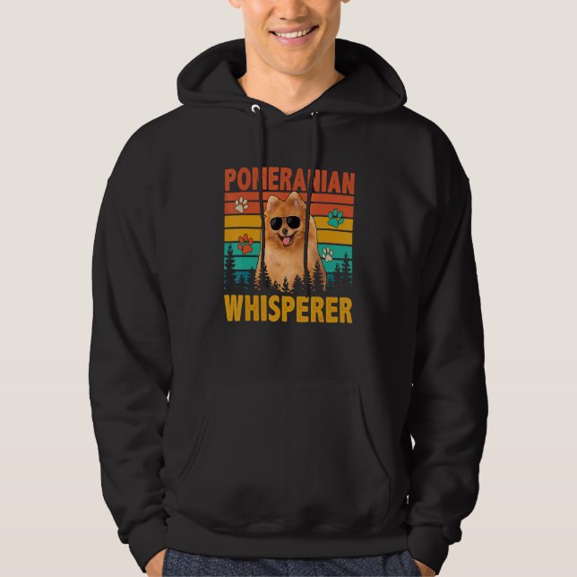 Vintage Retro Pomeranian Whisperer Funny Dog Sungl Hoodie (Framsida)