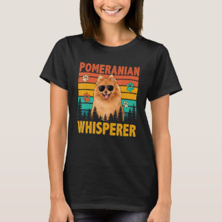 Vintage Retro Pomeranian Whisperer Funny Dog Sungl T Shirt