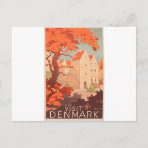 Vintage Retro Poster Besök Danmark Vykort