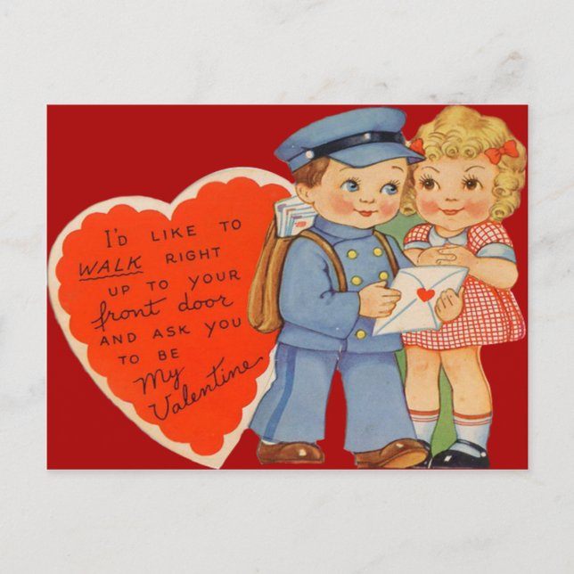 Vintage Retro Postman Postar Välkomstdags Kort (Framsida)