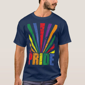 Vintage Retro Pride LGB Rainbow Sunray Flagga T Shirt