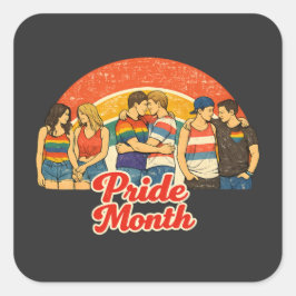 Vintage Retro Pride Månad HBTQ Firande Fyrkantigt Klistermärke