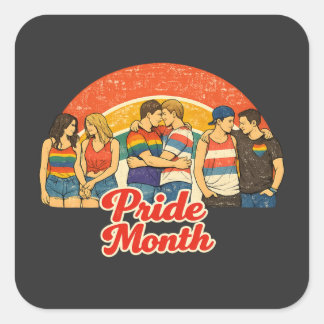 Vintage Retro Pride Månad HBTQ Firande Fyrkantigt Klistermärke
