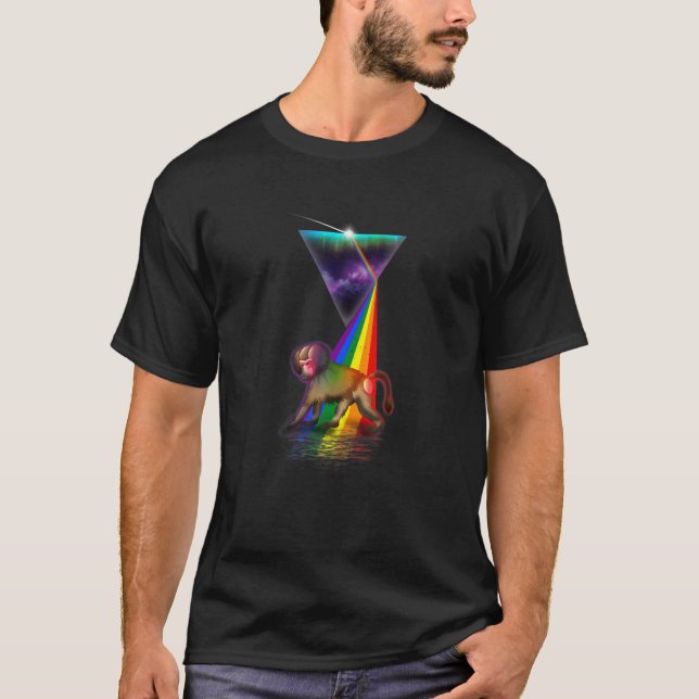 Vintage Retro Prism Baboon T Shirt (Framsida)