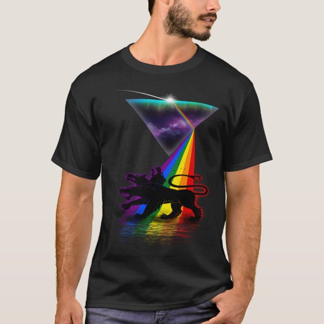 Vintage Retro Prism Cerberus T Shirt (Framsida)