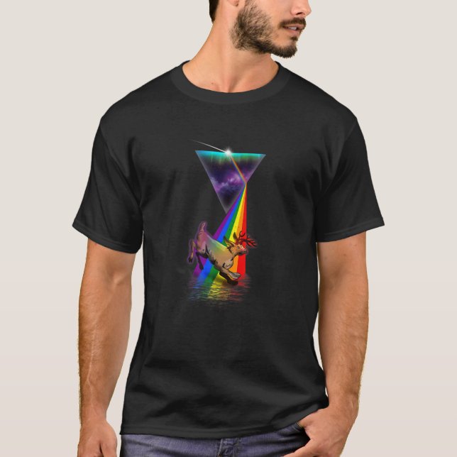 Vintage Retro Prism Jackalope T Shirt (Framsida)