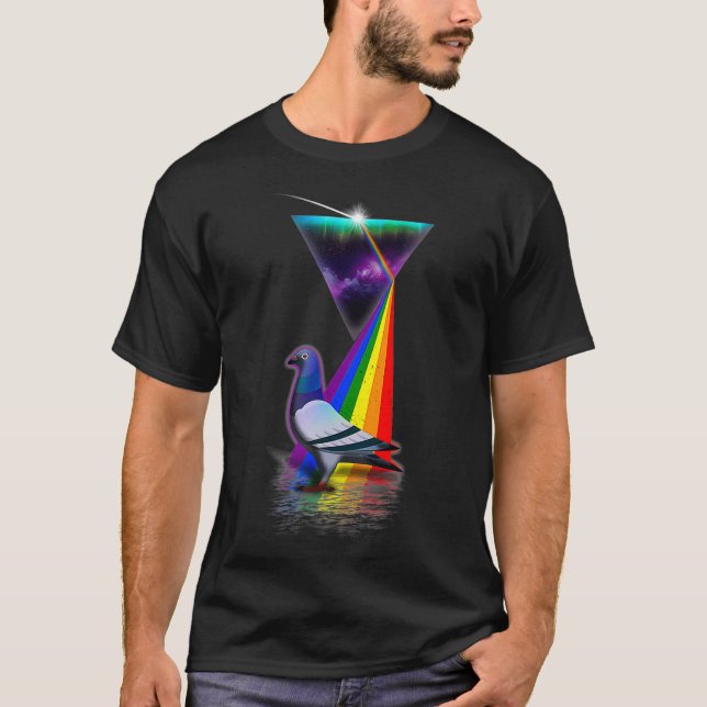 Vintage Retro Prism Pigeon T Shirt (Framsida)