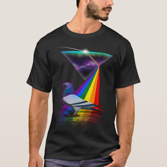 Vintage Retro Prism Pigeon T Shirt (Framsida)