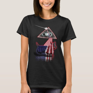 Vintage Retro Prism US Flag Mönsterdalterrier T Shirt