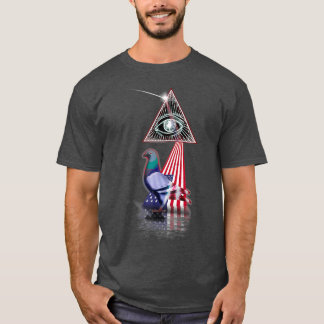 Vintage Retro Prism US Flagga Pigeon T Shirt