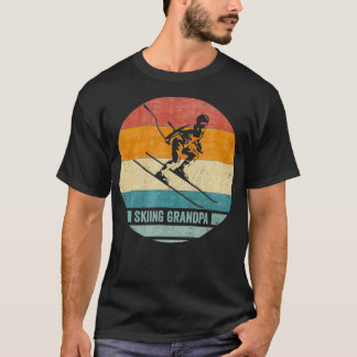Vintage Retro Proud Skiing Grandpa Skier Sunset T Shirt