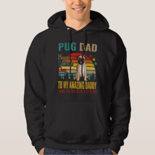 Vintage Retro Pug Pappa Lycklig Fars dag till min Hoodie