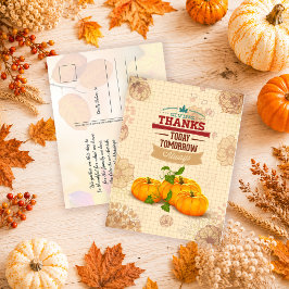 Vintage Retro Pumpa Höstblad Thanksgiving Vykort
