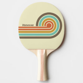 Vintage Retro Rainbow Curl Ränder med Namn Pingisracket