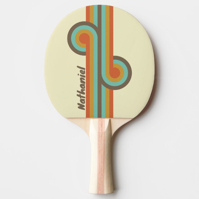 Vintage Retro Rainbow Loop med namn Pingisracket (Framsidan)