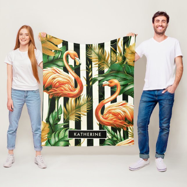 Vintage Retro Rand Flamingo Fleecefilt (På plats)