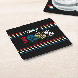 Vintage Retro Rand Primary Färg Underlägg Papper Kvadrat