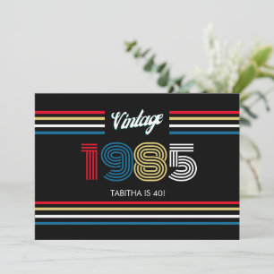 Vintage Retro Randiga Primärfärger 1985 Inbjudningar