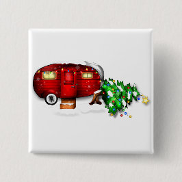 Vintage Retro Red Camper-julknapp Knapp