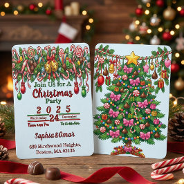 Vintage Retro Red Candy Cane Wonderland Christmas Inbjudningar