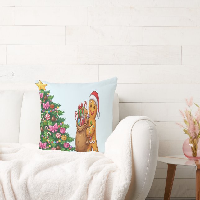 Vintage Retro Red Candy Cane Wonderland Christmas Kudde (Soffa)