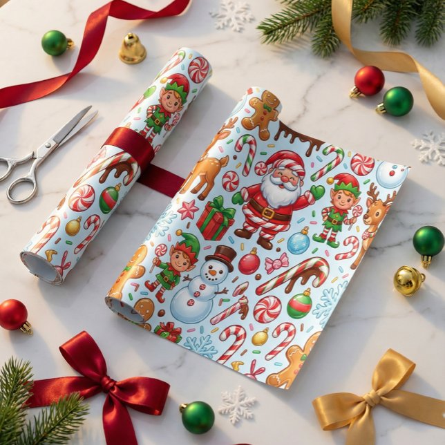 Vintage Retro Red Candy Cane Wonderland Christmas Presentpapper (Skapare uppladdad)