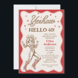 Vintage Retro Red Cheetah Cowgirl 40:e födelsedage Inbjudningar<br><div class="desc">Vintage Retro Red Yehaw Cowgirl 40:e födelsedagsinbjudan Red and Brown cowgirl eller western themed 40:e födelsedagsinbjudan med en cowgirl image,  rope stil text,  stars and scalloped gräns. Den här inbjudan till hej 40 cowgirl-födelsedag är perfekt för en western 40-årsdag men kan användas i alla åldrar.</div>