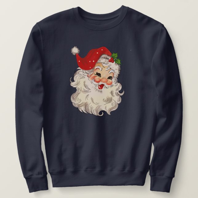 Vintage Retro Red Santa Unisex Sweatshirt (Design framsida)