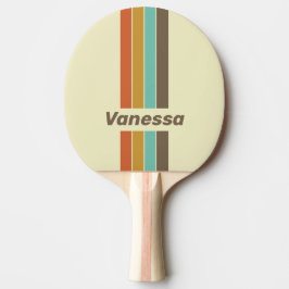 Vintage Retro Regnbågsnål Randig med namn Pingisracket