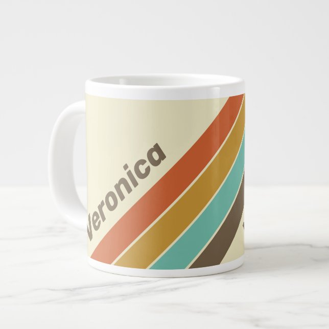 Vintage Retro Regnbågsrandig med namn Jumbo Mugg (Framsida vänster)