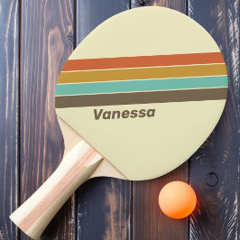 Vintage Retro Regnbågsrandig med namn Pingisracket