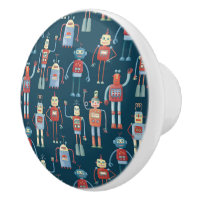 Vintage Retro Robot Mönster Mörk