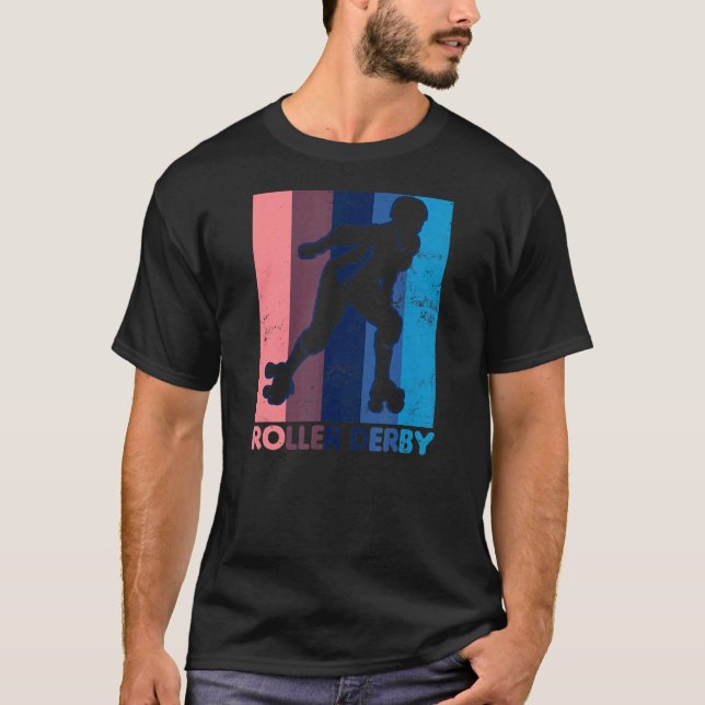 Vintage Retro Roller Derby T Shirt (Framsida)