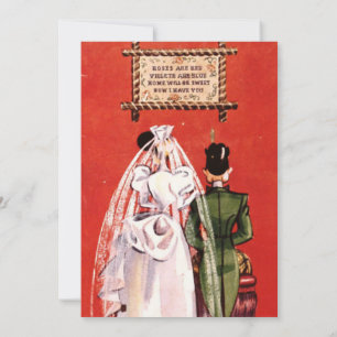 Vintage Retro Romantic Bride Groom Rustic Bröllop Inbjudningar