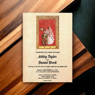 Vintage Retro Romantic Bride Groom Rustic Bröllop Inbjudningar