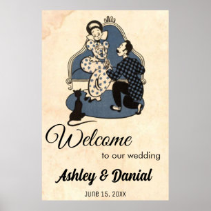 Vintage Retro Romantic Frieri gamla Rustic Bröllop Poster