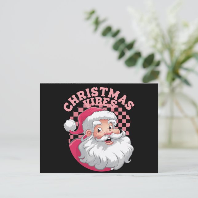 Vintage Retro Rosa Tomte Jul Helg Vykort (Stående Fram)