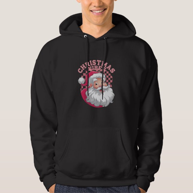Vintage Retro Rosa Tomte Jul Hoodie (Framsida)