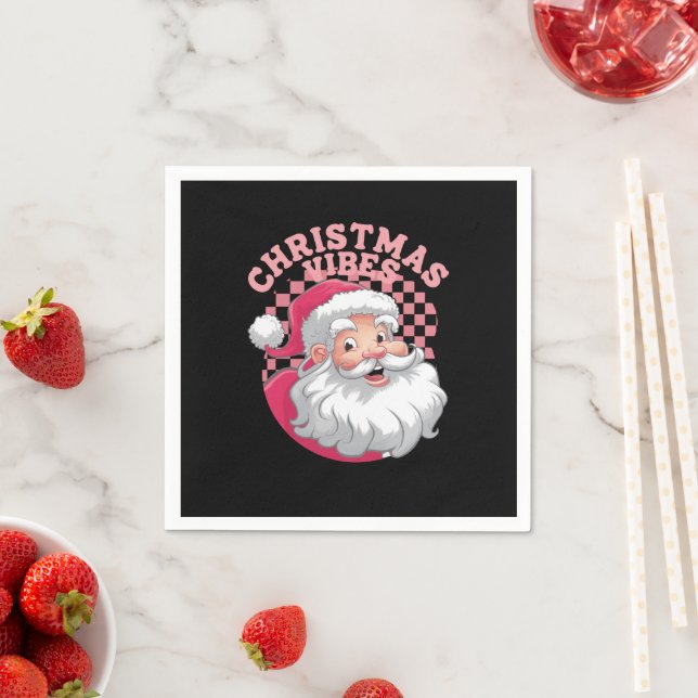 Vintage Retro Rosa Tomte Jul Pappersservett (Insitu)