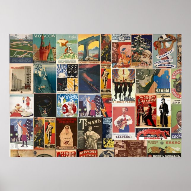 Vintage retro Russian-filmkollage Sovjetunionen Poster (Framsidan)