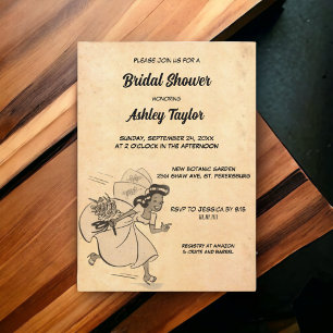 Vintage Retro Rustic Bride Snyggt Möhippa Inbjudningar