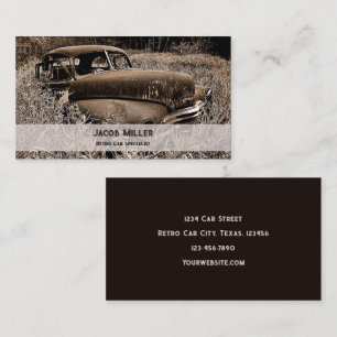 Vintage Retro Rustic Brown Classic Car Visitkort