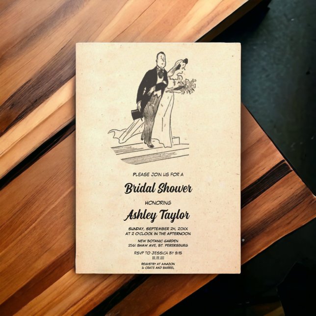 Vintage Retro Rustic Groom Gammal Möhippa Inbjudningar (Skapare uppladdad)