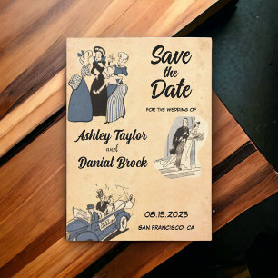 Vintage Retro Rustic Snyggt Bröllop spara datum Inbjudningar